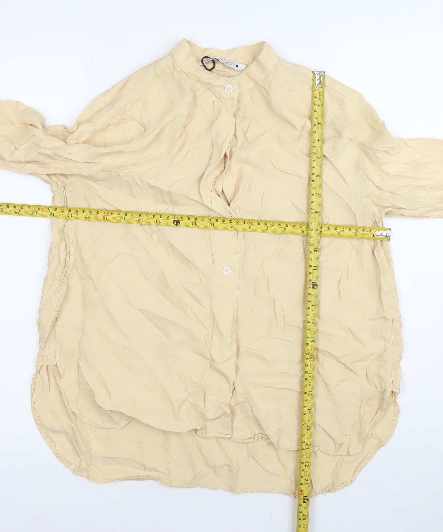 Womens UK Size M Zara Beige Basic Button-Up