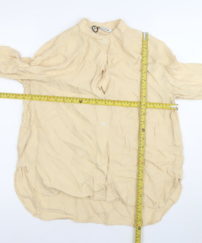 Womens UK Size M Zara Beige Basic Button-Up