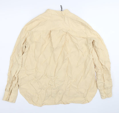 Womens UK Size M Zara Beige Basic Button-Up