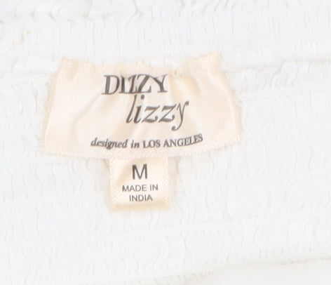 Dizzy Lizzy Women’s White Ruffle Camisole Tank Top Size M