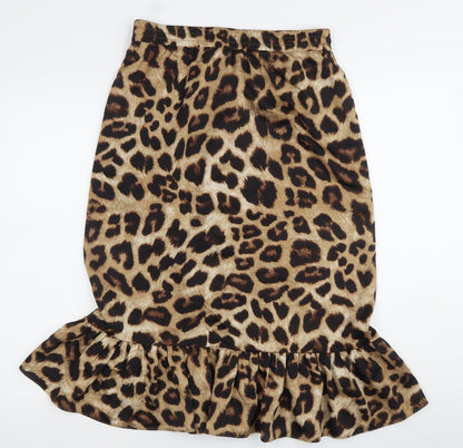 Pieces Women’s Brown Leopard Print Midi Tulip Skirt Size M
