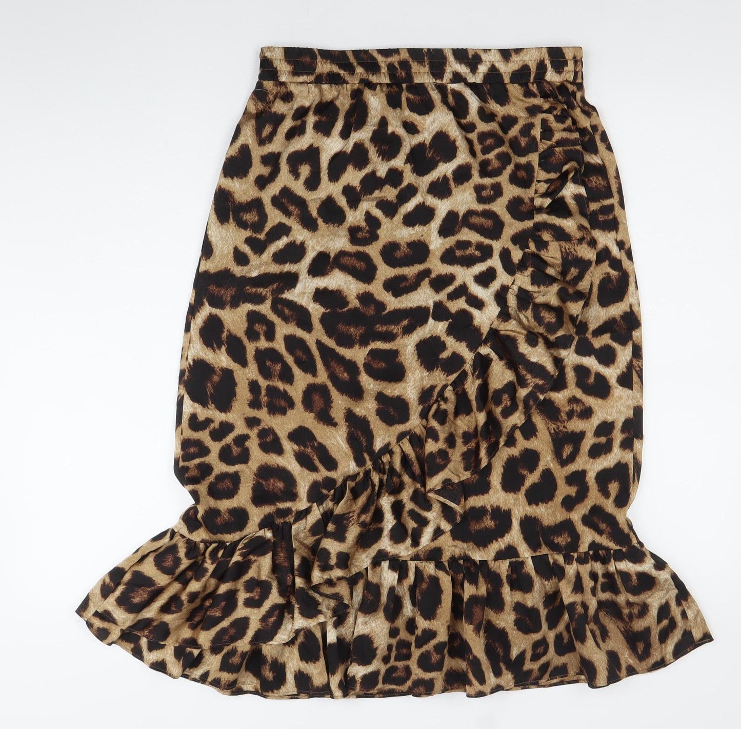 Pieces Women’s Brown Leopard Print Midi Tulip Skirt Size M