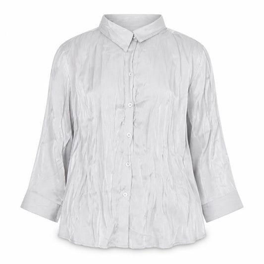 Reliments Womens Grey L Button-Up 3/4 Sleeve Rayon Blend Shirt