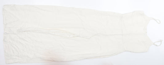 H&M Women Ivory Viscose Sleeveless Wide-Leg Jumpsuit Size 6