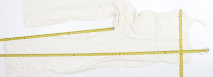 H&M Women Ivory Viscose Sleeveless Wide-Leg Jumpsuit Size 6