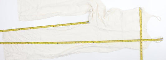 H&M Women Ivory Viscose Sleeveless Wide-Leg Jumpsuit Size 6