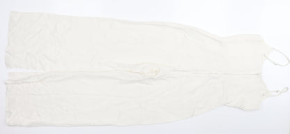 H&M Women Ivory Viscose Sleeveless Wide-Leg Jumpsuit Size 6