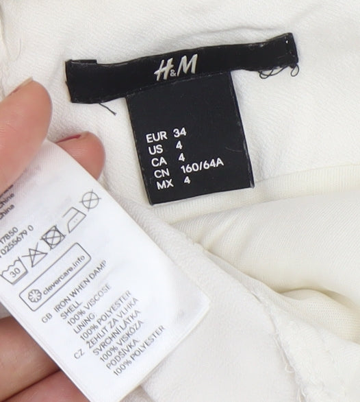 H&M Women Ivory Viscose Sleeveless Wide-Leg Jumpsuit Size 6