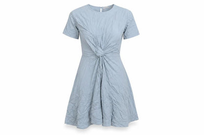 H&M Women’s Blue Midi Fit & Flare Dress Size 8 Short Sleeve V-Neck
