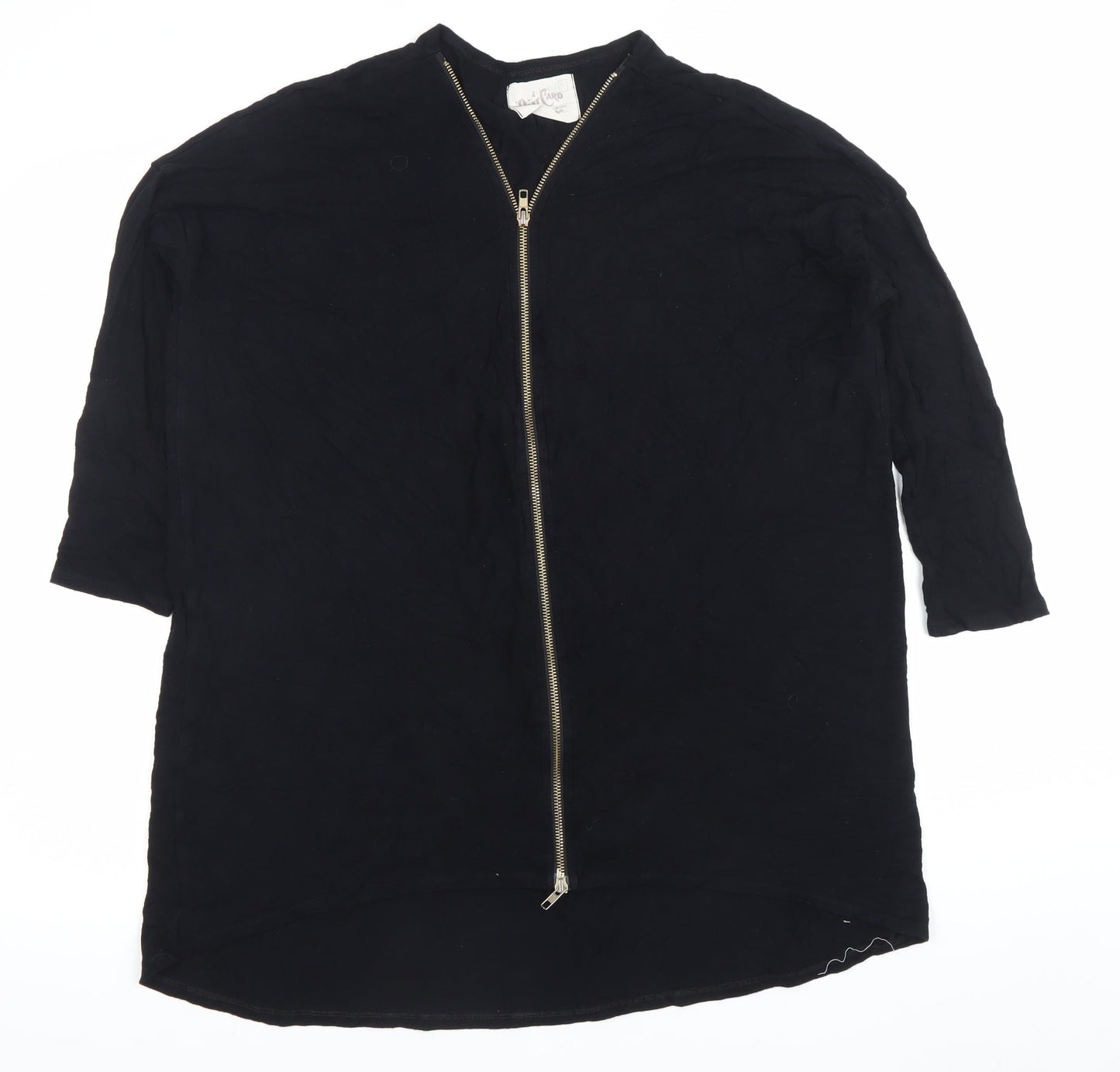 Womens UK Size L Post Card Black Tunic Blouse