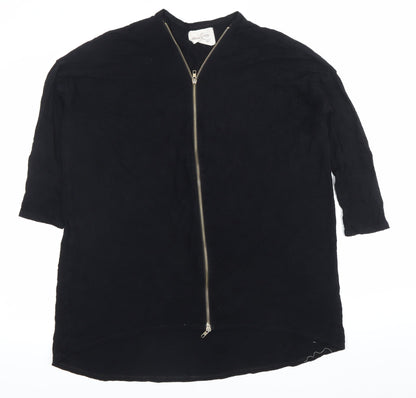 Womens UK Size L Post Card Black Tunic Blouse