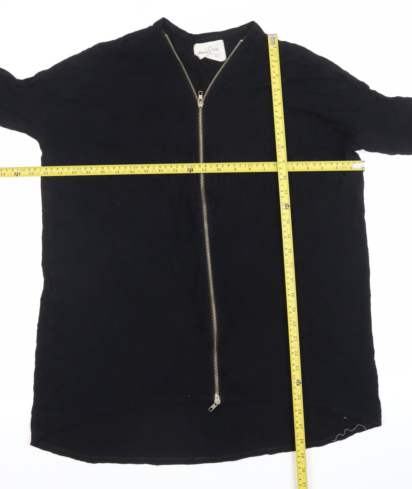 Womens UK Size L Post Card Black Tunic Blouse