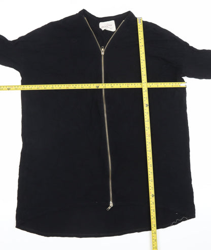 Womens UK Size L Post Card Black Tunic Blouse