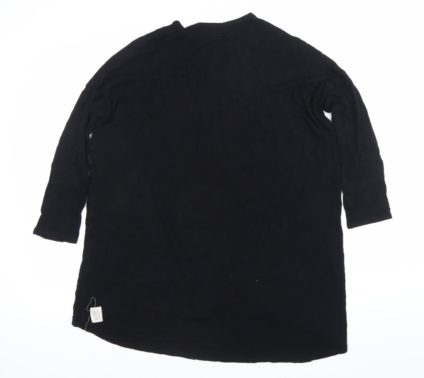 Womens UK Size L Post Card Black Tunic Blouse