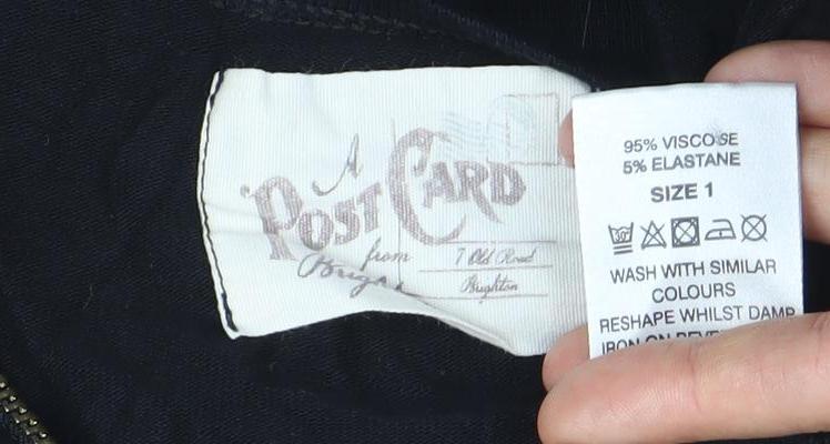 Womens UK Size L Post Card Black Tunic Blouse