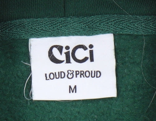 CiCi Loud & Proud Green Cotton Pullover Hoodie Women M