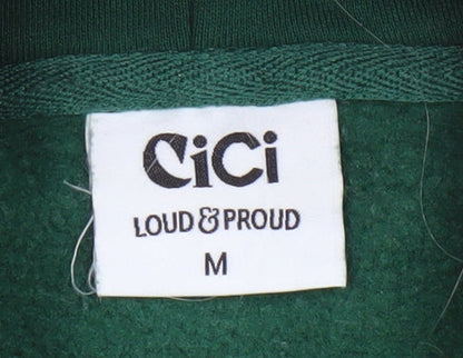 CiCi Loud & Proud Green Cotton Pullover Hoodie Women M