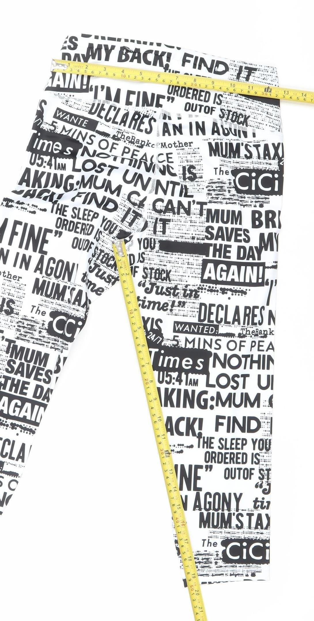 CiCi Womens Multicoloured S Slim Fit Word Print Activewear Leggings