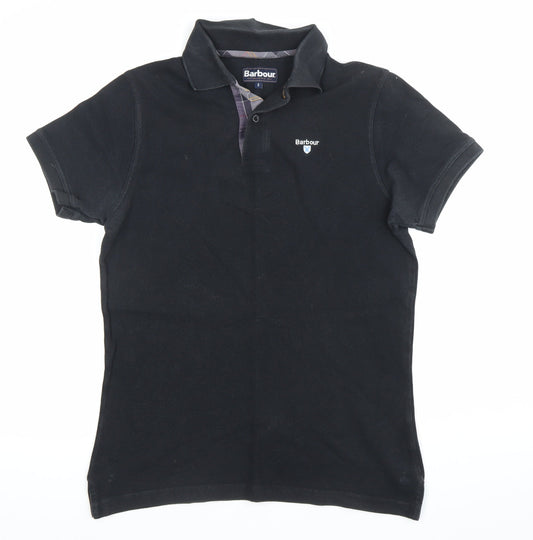 Barbour Men’s Black Cotton Short Sleeve Polo Shirt Size S