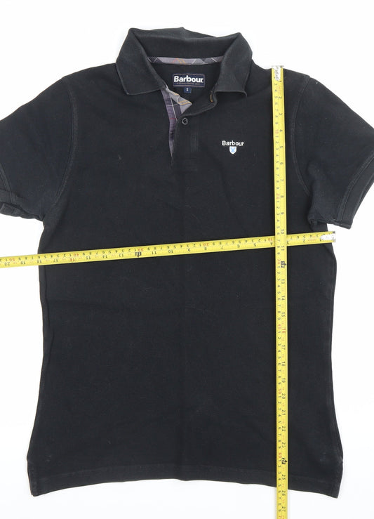 Barbour Men’s Black Cotton Short Sleeve Polo Shirt Size S