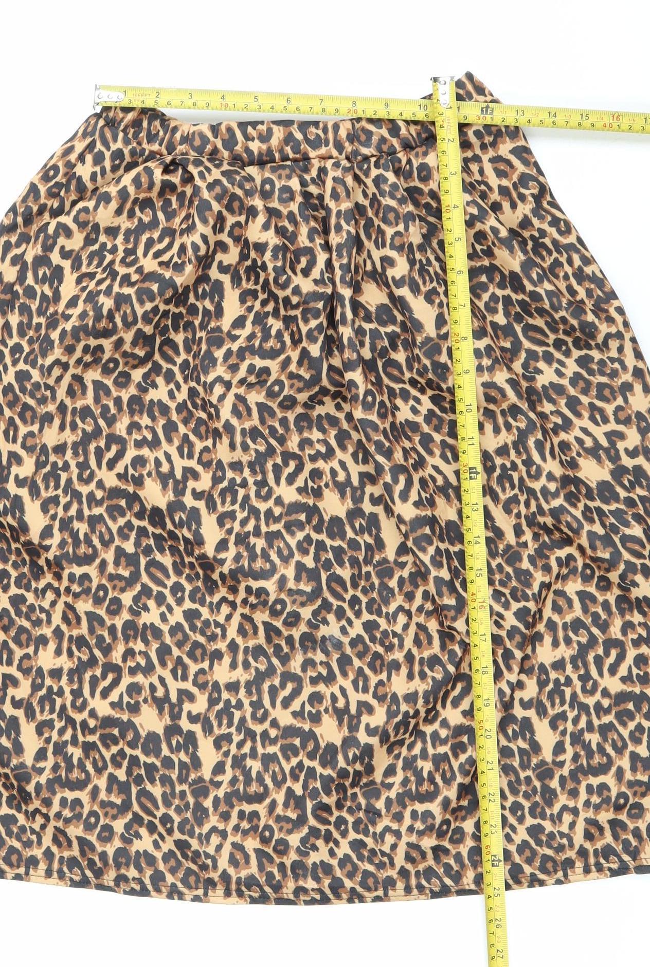 PrettyLittleThing Women’s Beige Leopard Print Pencil Skirt Size 12