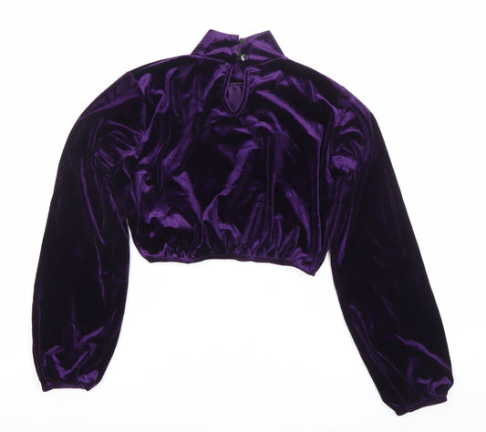 I Saw It First Women's Purple Velvet Cropped Blouse Size 8