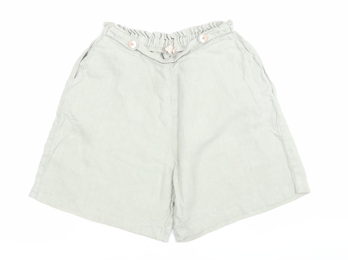 Mus & Bombon Women’s Grey Linen Paperbag Shorts S Relaxed Fit