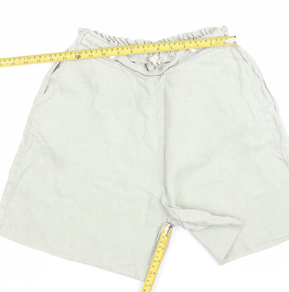 Mus & Bombon Women’s Grey Linen Paperbag Shorts S Relaxed Fit