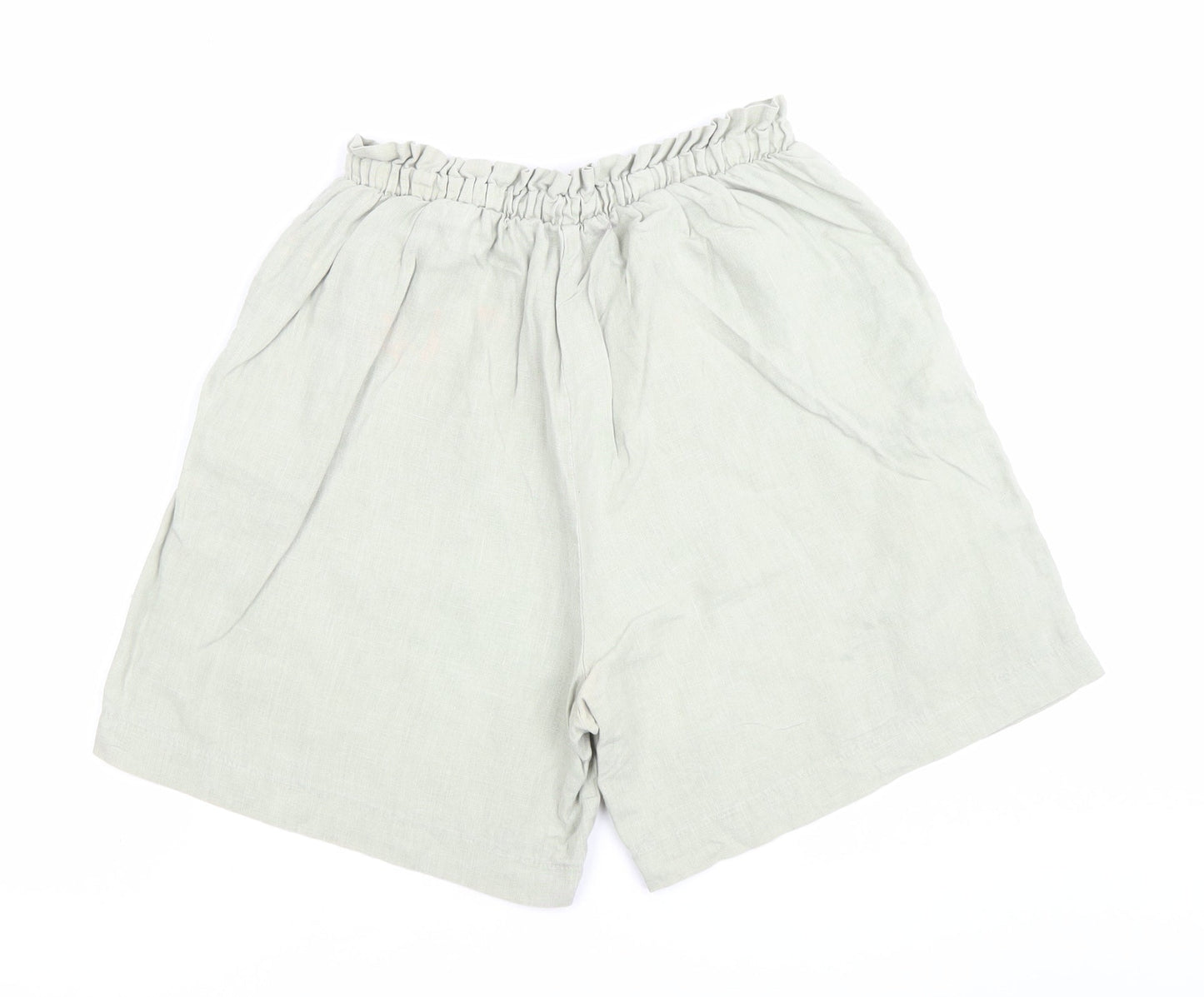 Mus & Bombon Women’s Grey Linen Paperbag Shorts S Relaxed Fit