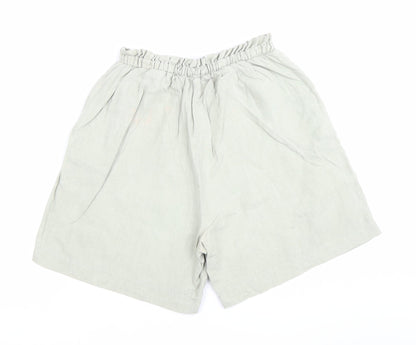 Mus & Bombon Women’s Grey Linen Paperbag Shorts S Relaxed Fit