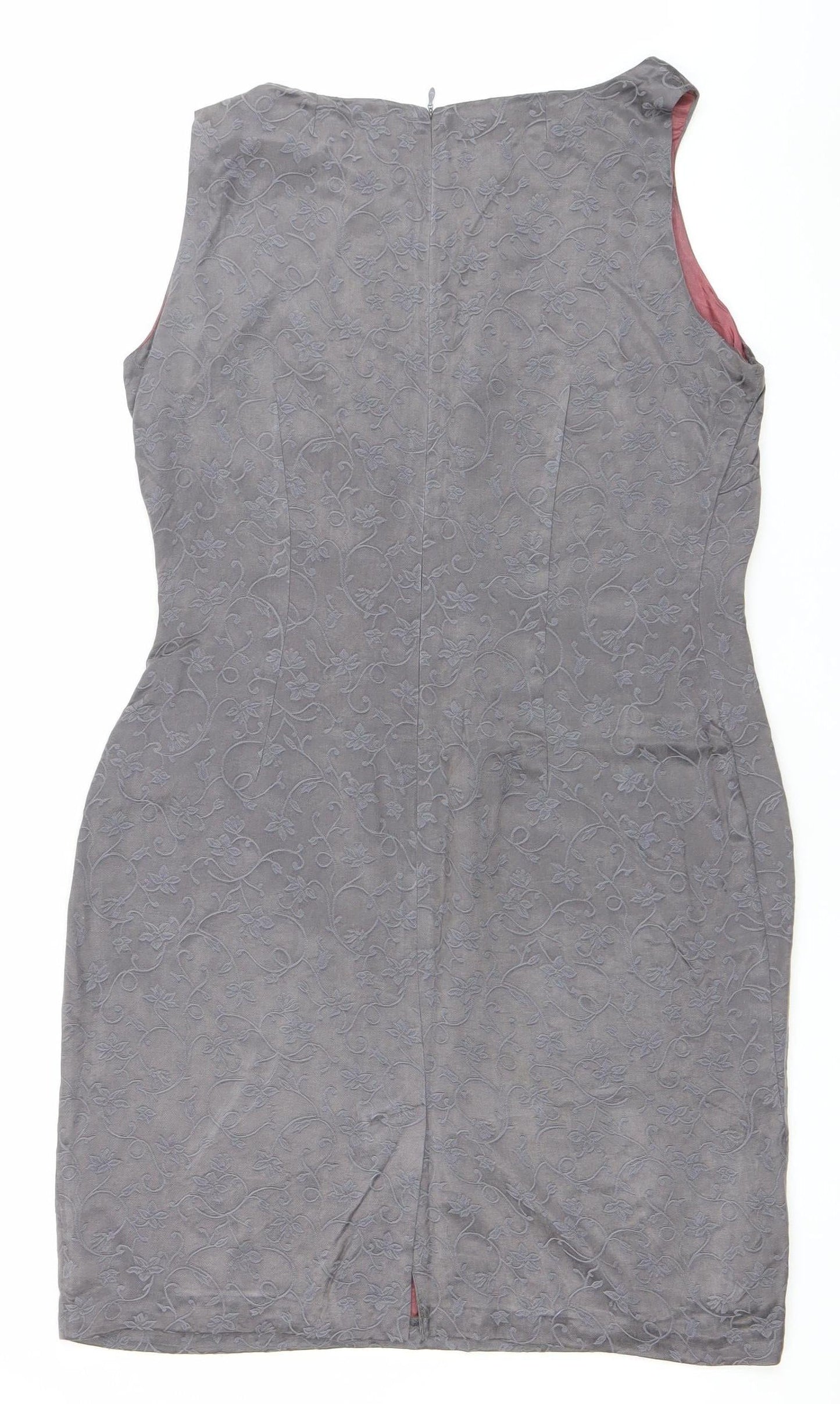 Debenhams Women’s Grey Floral Sheath Dress Size 14 Sleeveless