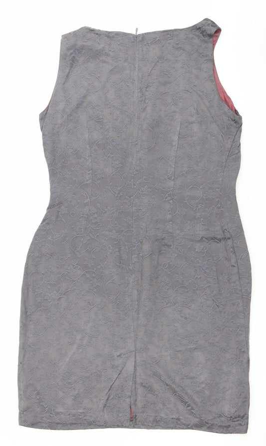 Debenhams Women’s Grey Floral Sheath Dress Size 14 Sleeveless