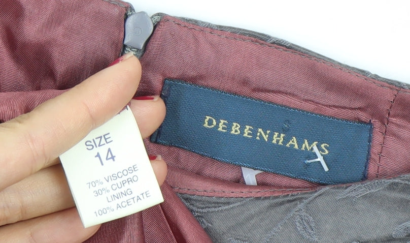 Debenhams Women’s Grey Floral Sheath Dress Size 14 Sleeveless