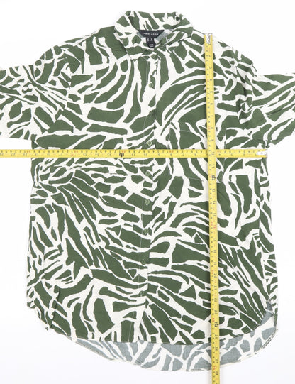 New Look Womens Green Animal Print Button-Up Shirt UK 10