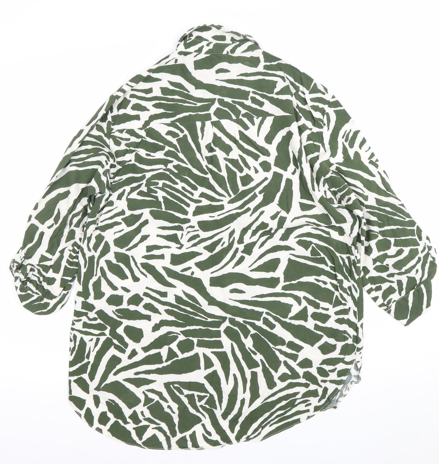 New Look Womens Green Animal Print Button-Up Shirt UK 10