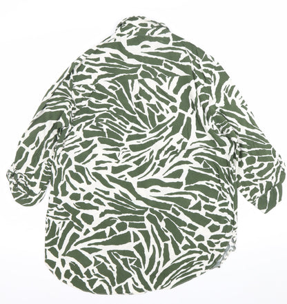 New Look Womens Green Animal Print Button-Up Shirt UK 10