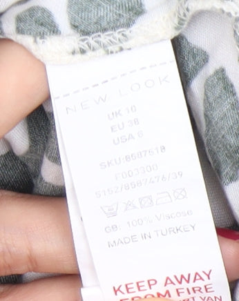 New Look Womens Green Animal Print Button-Up Shirt UK 10