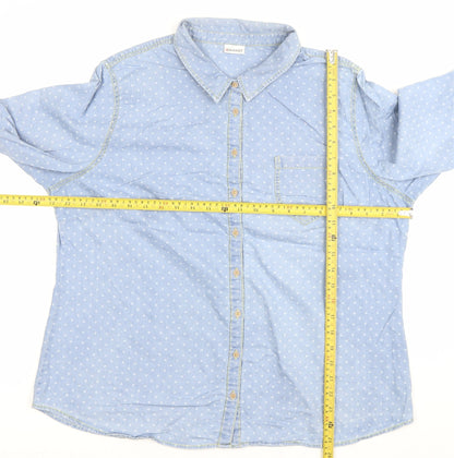 Damart Women’s Blue Polka Dot Button-Up Cotton Shirt UK 20