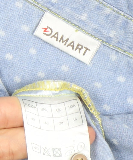 Damart Women’s Blue Polka Dot Button-Up Cotton Shirt UK 20