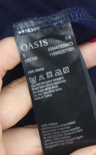 Womens UK Size S Oasis Blue Basic T-Shirt