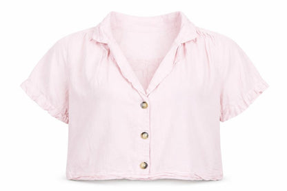 Womens UK Size M Zara Pink Cropped Button-Up
