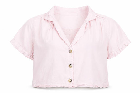 Womens UK Size M Zara Pink Cropped Button-Up