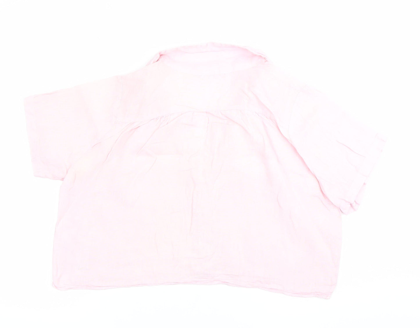 Womens UK Size M Zara Pink Cropped Button-Up