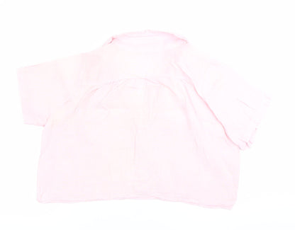 Womens UK Size M Zara Pink Cropped Button-Up