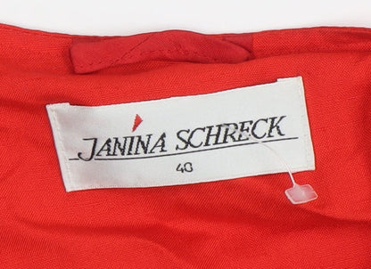 Janina Schreck Women’s Red Shirt Dress Size 12 Viscose Vintage