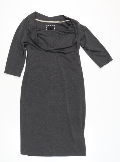 Betty Jackson Black Women’s Grey Sheath Dress Size 12 Cowl Neck