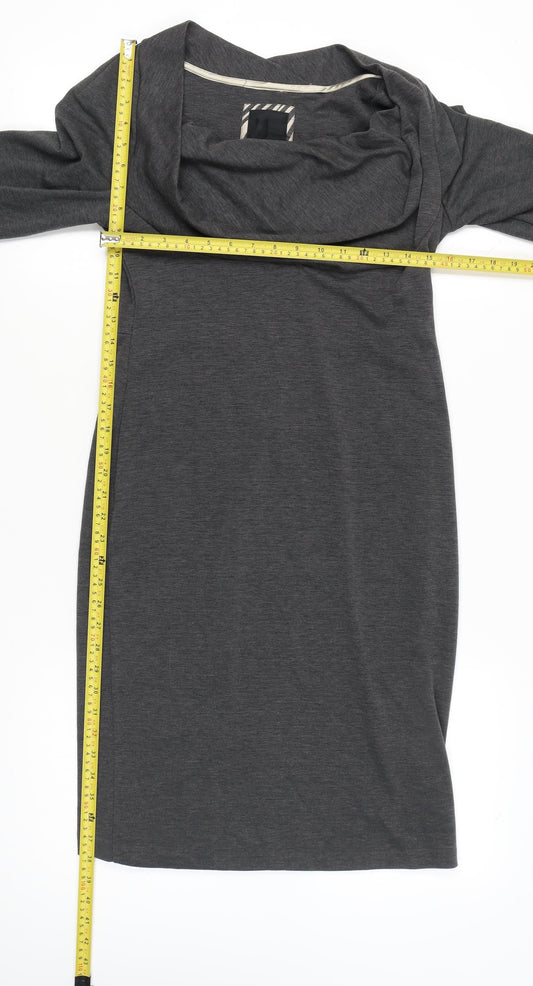Betty Jackson Black Women’s Grey Sheath Dress Size 12 Cowl Neck