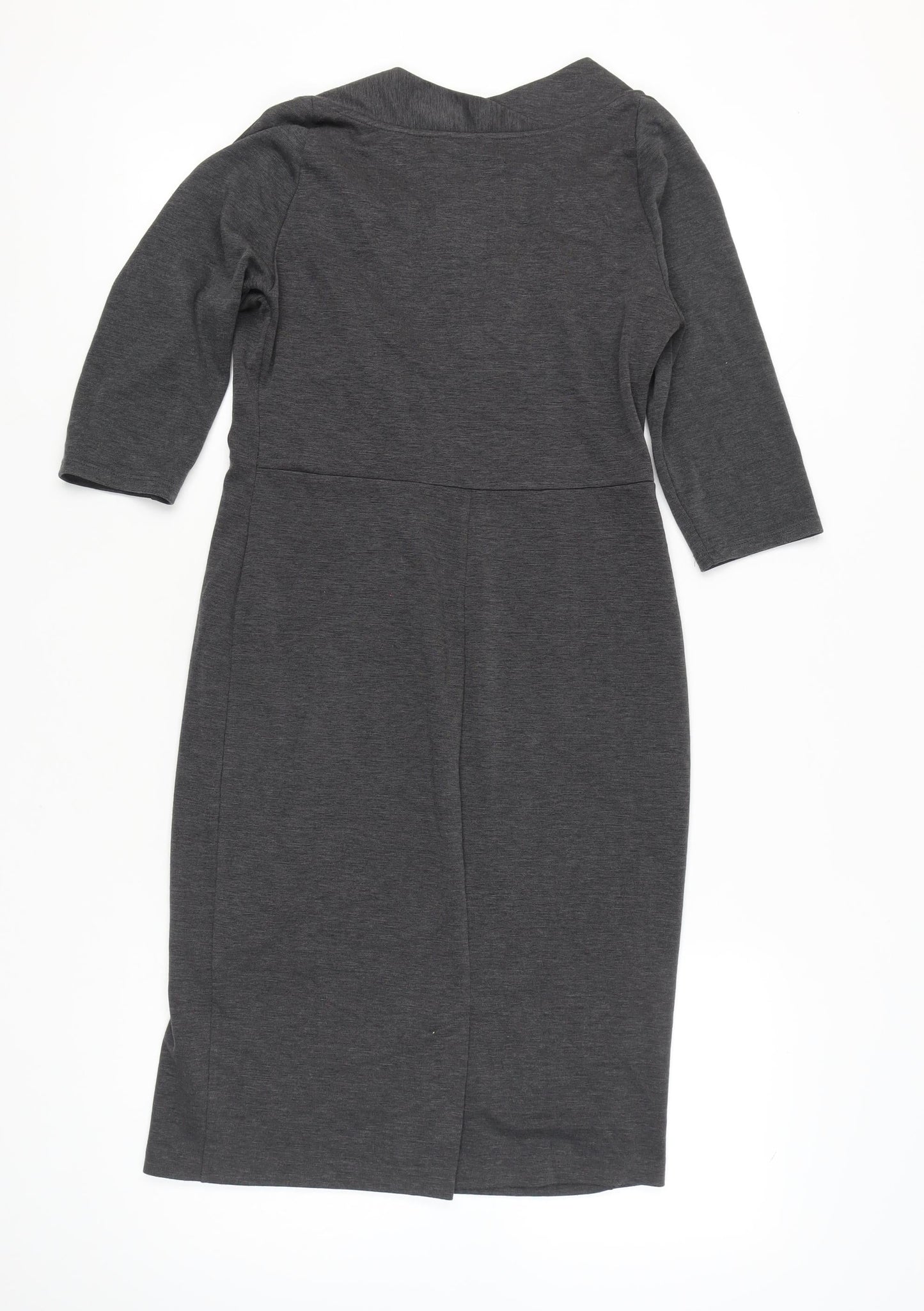 Betty Jackson Black Women’s Grey Sheath Dress Size 12 Cowl Neck