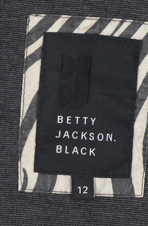 Betty Jackson Black Women’s Grey Sheath Dress Size 12 Cowl Neck