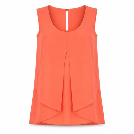 Front view of Red Herring women’s orange sleeveless tunic tank top, size UK 10